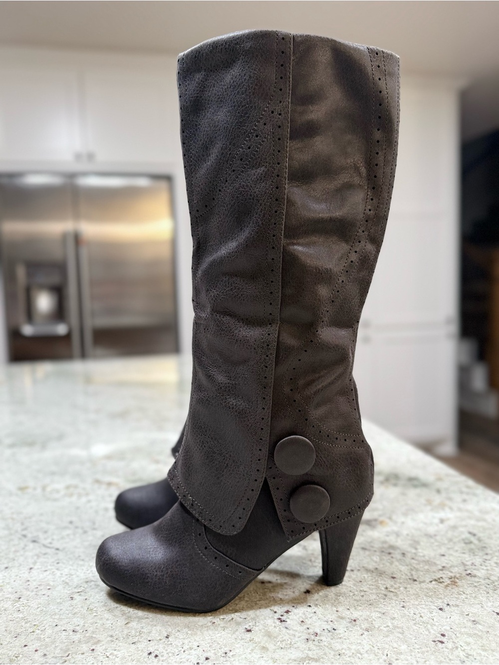 Not Rated “B Dad” Heeled Boots In Charcoal (NWOT) - Picture 4 of 13